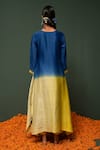 Shop_Chrkha_Blue Kurta And Dupatta Chanderi Silk & Pants Cotton Sequin, Thread Ombre Set _at_Aza_Fashions