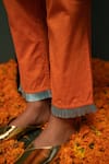 Shop_Chrkha_Orange Kurta And Dupatta Chanderi Silk & Pants Cotton Print & Ombre Set _Online_at_Aza_Fashions