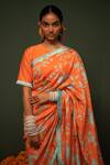Buy_Chrkha_Orange Chanderi Silk Printed Floral Saree_Online_at_Aza_Fashions