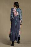 Shop_Ritu Kumar_Blue Poly Georgette Floral Print Pleated Jumpsuit_at_Aza_Fashions