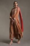 Buy_Ritu Kumar_Beige Cotton Viscose Georgette Floral Print Anarkali Set_Online_at_Aza_Fashions