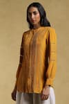 Buy_Ritu Kumar_Yellow Vintage Crepe Embellished Lace Collared Neck Kurti _Online_at_Aza_Fashions