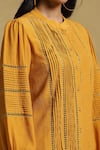 Shop_Ritu Kumar_Yellow Vintage Crepe Embellished Lace Collared Neck Kurti _Online_at_Aza_Fashions