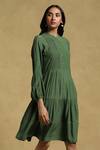 Ritu Kumar_Green Vintage Crepe Embellished Lace Band Collar Dress _Online_at_Aza_Fashions