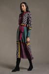 Buy_Ritu Kumar_Multi Color Viscose Crepe Printed Geometric Motifs V Neck Color-block Dress _Online_at_Aza_Fashions