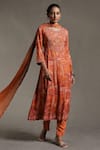 Buy_Ritu Kumar_Orange Viscose Silk Printed Paisley Motifs Round Kurta Pant Set _at_Aza_Fashions