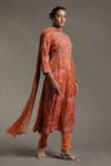 Ritu Kumar_Orange Viscose Silk Printed Paisley Motifs Round Kurta Pant Set _Online_at_Aza_Fashions