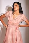 Buy_Babita Malkani_Pink Organza Midi Dress_Online_at_Aza_Fashions