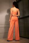 Shop_Babita Malkani_Orange Organza, Italian Crepe Cutdana Work Strapless Accordion Pleat Jumpsuit _at_Aza_Fashions