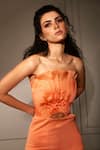 Shop_Babita Malkani_Orange Organza, Italian Crepe Cutdana Work Strapless Accordion Pleat Jumpsuit _Online_at_Aza_Fashions