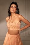 Buy_Babita Malkani_Peach Pleated Fabric Embellished Crop Top And Layered Skirt Set_Online_at_Aza_Fashions