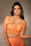 Babita Malkani_Orange Italian Crepe Embroidered Sequins Off Shoulder Crop Top And Sharara Set _Online_at_Aza_Fashions