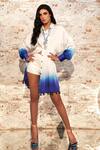 Buy_Babita Malkani_White Silk Satin Straight Collar Ombre Shirt Dress With Shorts_at_Aza_Fashions