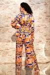 Shop_Babita Malkani_Orange Crepe Printed Floral Straight Collar Pant Set _at_Aza_Fashions