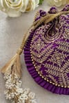 Shop_Amyra_Purple Embroidery, Tassels Leela Heritage Potli _at_Aza_Fashions