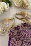 Amyra_Purple Embroidery, Tassels Leela Heritage Potli _Online_at_Aza_Fashions