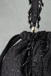 Amyra_Black Embroidery, Tassels Kohl Silk Bucket Bag _Online_at_Aza_Fashions