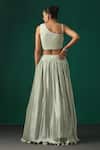 Shop_Minaki_Green Organza, Crepe, Georgette Sequins Pleated Lehenga Set _at_Aza_Fashions