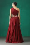 Buy_MINAKI_Maroon Georgette Floral Motifs One Shoulder Embroidered Layered Gown _Online_at_Aza_Fashions