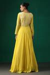 Shop_Minaki_Yellow Organza, Georgette Sequins V Neck Embroidered Anarkali With Dupatta_at_Aza_Fashions