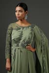 Buy_MINAKI_Green Double Georgette Embellished Thread Work Round Draped Gown _Online_at_Aza_Fashions