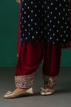 MINAKI_Blue Velvet Hand Embroidered Sequins V Neck Kurta Set _at_Aza_Fashions