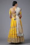 Shop_MINAKI_Yellow Raw Silk Hand Embroidered Mirror Work Leaf Basanti Bridal Lehenga Set _at_Aza_Fashions