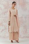 Simrita Arora_Peach Kurta Silk Chanderi Dupatta Cotton Satin Palazzo Set  _Online_at_Aza_Fashions