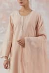 Simrita Arora_Peach Kurta Silk Chanderi Dupatta Cotton Satin Palazzo Set  _at_Aza_Fashions