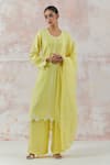 Buy_Simrita Arora_Yellow Kurta Silk Chanderi Dupatta Cotton Satin Palazzo Set  _at_Aza_Fashions