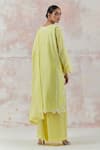 Shop_Simrita Arora_Yellow Kurta Silk Chanderi Dupatta Cotton Satin Palazzo Set  _at_Aza_Fashions