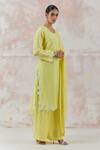 Simrita Arora_Yellow Kurta Silk Chanderi Dupatta Cotton Satin Palazzo Set  _Online_at_Aza_Fashions