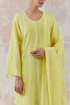 Simrita Arora_Yellow Kurta Silk Chanderi Dupatta Cotton Satin Palazzo Set  _at_Aza_Fashions