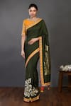 Buy_Onaya_Green Handloom Saree With Blouse_at_Aza_Fashions