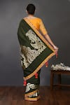 Shop_Onaya_Green Handloom Saree With Blouse_at_Aza_Fashions