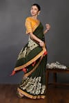 Onaya_Green Handloom Saree With Blouse_Online_at_Aza_Fashions