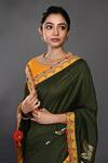 Shop_Onaya_Green Handloom Saree With Blouse_Online_at_Aza_Fashions