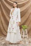 Buy_Aiman_Ivory Cotton Silk Embroidery Thread Band Kurta And Palazzo Set  _at_Aza_Fashions