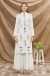 Shop_Aiman_Ivory Cotton Silk Embroidery Thread Band Kurta And Palazzo Set  _at_Aza_Fashions