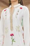 Shop_Aiman_Ivory Cotton Silk Embroidery Thread Band Kurta And Palazzo Set  _Online_at_Aza_Fashions