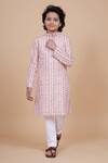 Raghavendra Rathore Blue_Pink Cotton Embroidery Printed Kurta _Online_at_Aza_Fashions