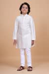Buy_Raghavendra Rathore Blue_Off White Cotton Silk Printed Checkered Kurta _at_Aza_Fashions