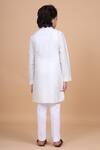 Shop_Raghavendra Rathore Blue_Off White Cotton Silk Printed Checkered Kurta _at_Aza_Fashions