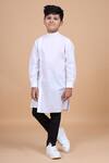 Buy_Raghavendra Rathore Blue_White Cotton Plain Asymmetric Kurta _at_Aza_Fashions