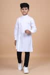 Raghavendra Rathore Blue_White Cotton Plain Asymmetric Kurta _Online_at_Aza_Fashions