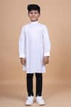 Raghavendra Rathore Blue_White Cotton Plain Asymmetric Kurta _at_Aza_Fashions