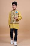 Buy_Raghavendra Rathore Blue_Yellow Cotton, Linen Kurta _at_Aza_Fashions