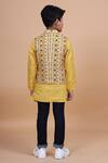 Shop_Raghavendra Rathore Blue_Yellow Cotton, Linen Kurta _at_Aza_Fashions