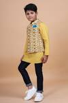 Buy_Raghavendra Rathore Blue_Yellow Cotton, Linen Kurta _Online_at_Aza_Fashions