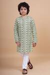 Buy_Raghavendra Rathore Blue_Beige Cotton Printed Kurta _at_Aza_Fashions